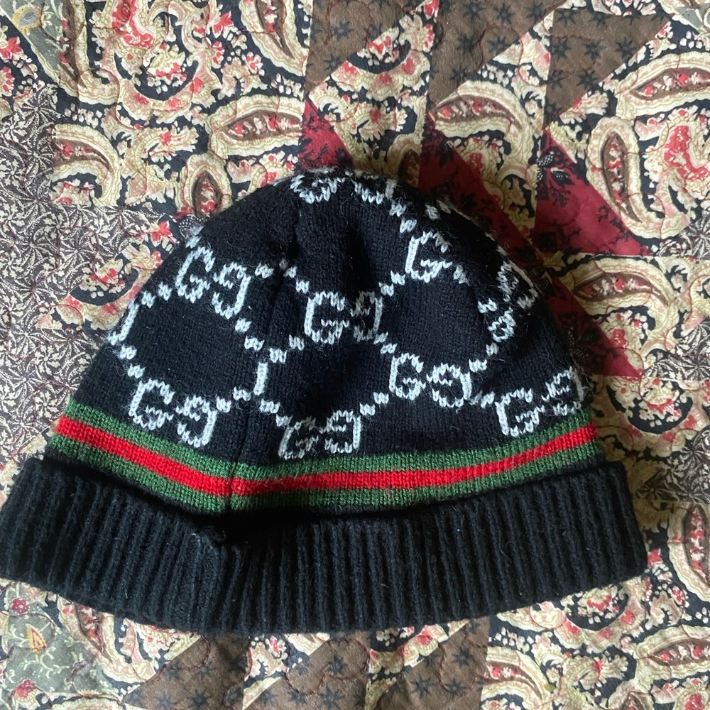 Gucci Black and Green Knit Hat